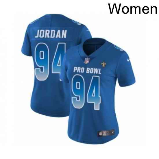 Womens Nike New Orleans Saints 94 Cameron Jordan Limited Royal Blue NFC 2019 Pro Bowl NFL Jersey
